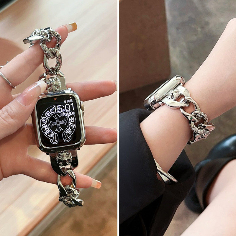 圣铂适用iwatch s9表带克罗十字架金属链苹果手表带applewatch s8/76