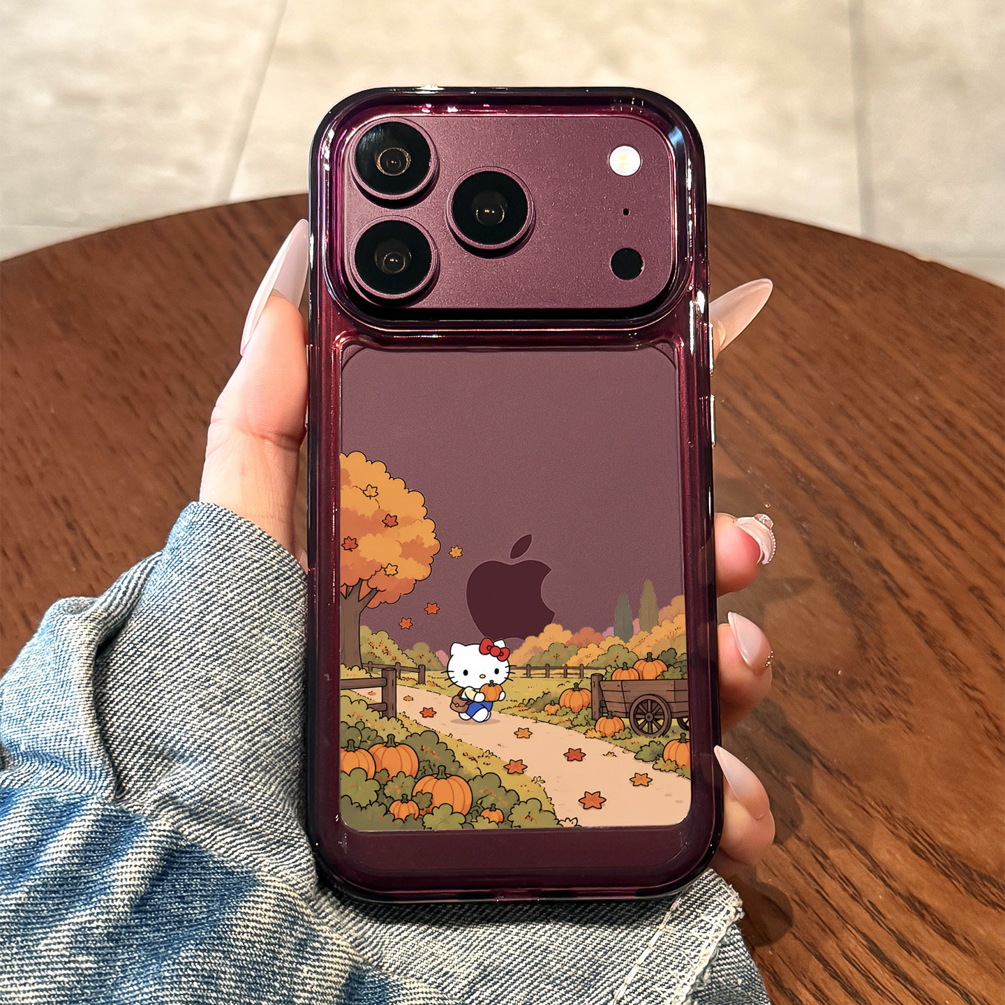 适用苹果18promax手机壳新款iPhone18pro酒红色18落叶猫咪17高级感女款16全包防摔15小众硅胶14透明13保护套