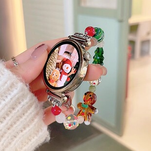 适用华为gt6 gt2圣诞高级41mm46小众 5表带智能手表GT4姜饼人串珠watch4pro腕带watch3pro创意可爱gt3秋冬新款