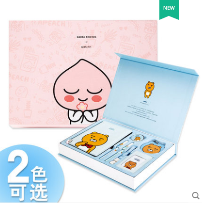 得力22252皮面记事本韩国KAKAO学生笔记本卡通少女日记本112张32K