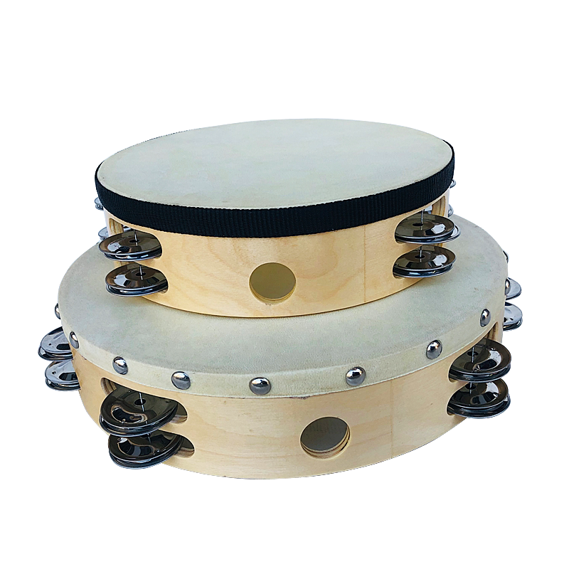 双排羊皮铃鼓 儿童打击乐器玩具 幼儿园音乐教学手拍鼓 orff