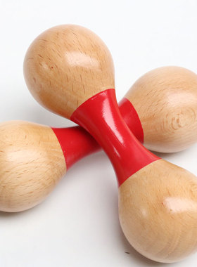 orff儿童木制沙锤乐器蒙氏音乐双头沙球一个奥尔夫哑铃沙铃玩具