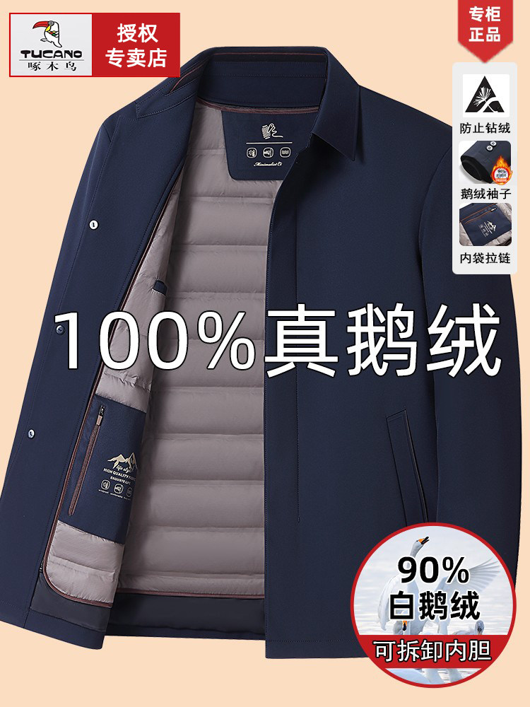 딱따구리 아빠 겨울 재킷 중년 및 노인 얇은 거위 다운 재킷 남성 가을 겨울 남성 다운 재킷