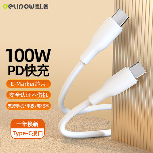德力普加长2米双tpyec口充电线