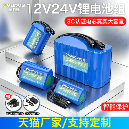 德力普12v锂电池组大容量户外