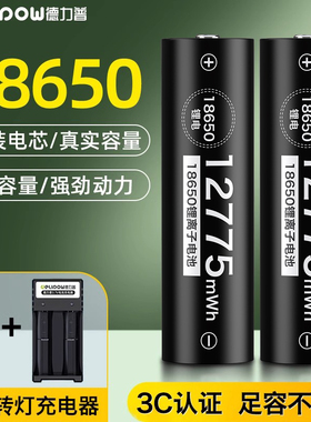 德力普18650锂电池3.7v/4.2v强光手电大容量充电电池小风扇可充电