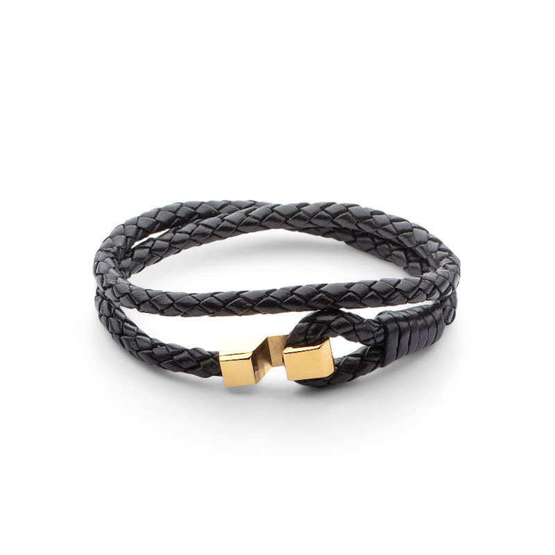 特价!七哥MrLu skultuna Hook小牛皮编织手环双圈手镯嘻哈街头