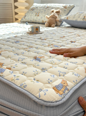 A类双层纱床笠罩全棉床罩床垫保护套床罩防滑床单三件套四季通用