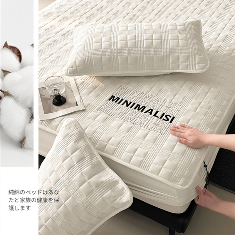 A类全棉床笠罩夹棉纯棉床罩床垫保护套防滑全包垫子床单三件套