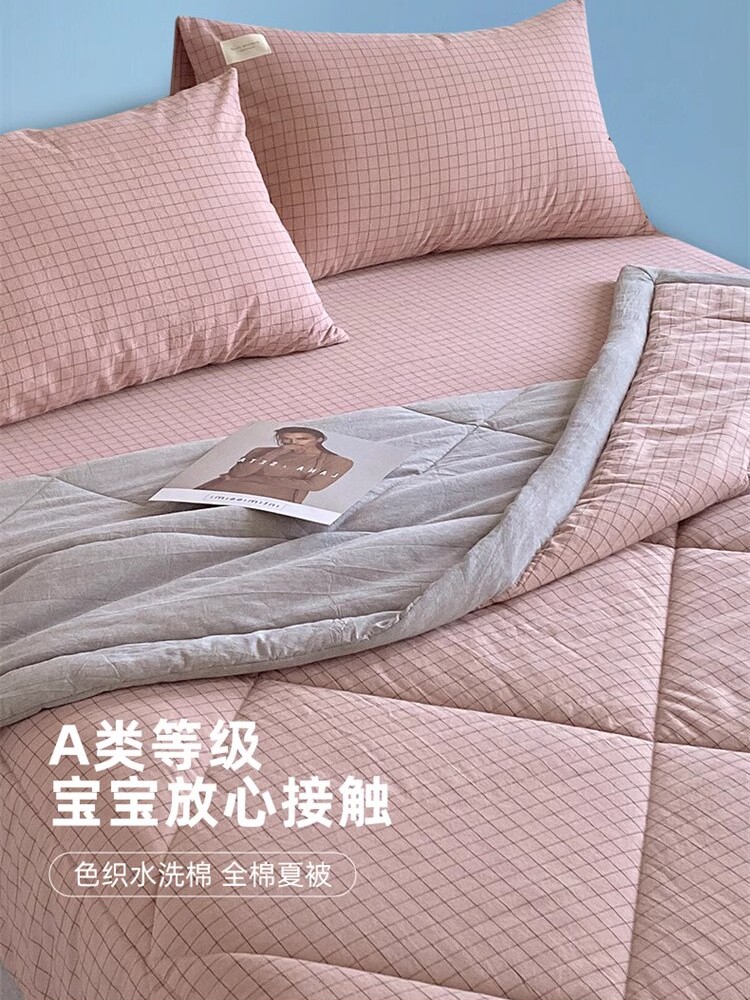 可机洗夏凉被四件套A类全棉棉花空调被纯棉薄被子