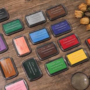 CA大号多用印台印泥印章手帐DIY橡皮章布纸木用16色布面不褪色