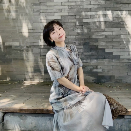 糖皮出品 砚底墨香 苎麻天丝 不对称双层叠搭 夏季国风旗袍连衣裙