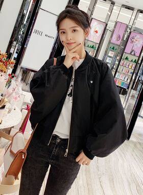 短外套女早春新款韩版宽松小个子棒球服短款蝙蝠袖春秋夹克衫