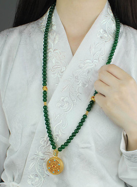 新中式毛衣链琉璃女合金