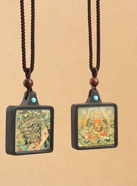 黑檀木棉麻绳子男女古风项链长款