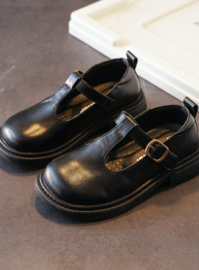 ASK女童皮鞋黑色公主鞋春秋新款英伦儿童单鞋软底小女孩表演出鞋
