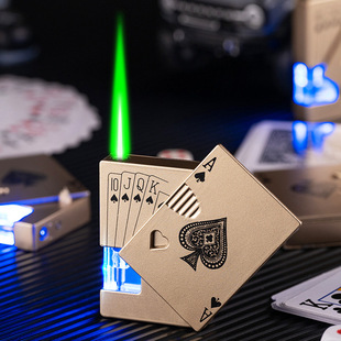 发光蓝灯透明气仓斜打防风打火机扑克麻将创意男士礼品可充气火机
