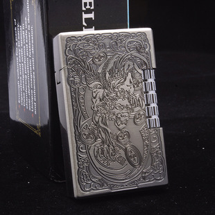 MF895雕刻招财貔貅侧打滑轮朗声充气明火打火机 中式商务礼品