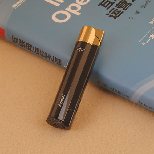 奥麦AM293打火机创意长条半圆形金属拉丝精致防风直冲打火机