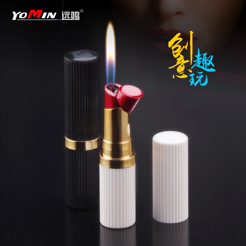 YM081个性女生口红打火机创意礼品充气明火跨境lighter逼真新奇特 ZIPPO/瑞士军刀/眼镜 充气打火机 原图主图