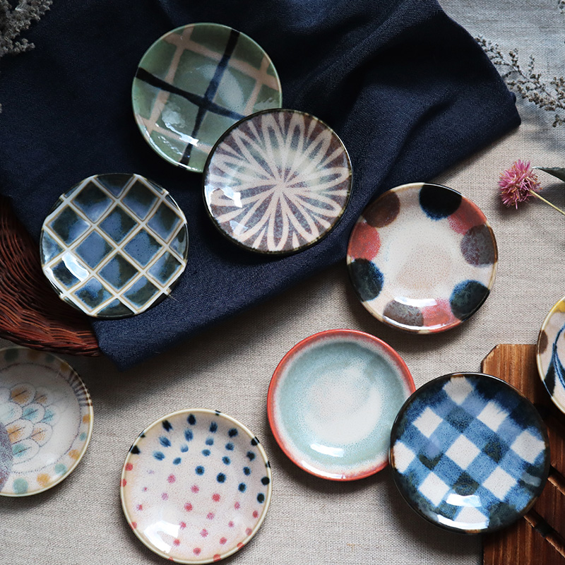 日本进口现代手作抽象艺术美浓烧陶瓷餐具小料碟酱汁碟小盘子豆皿