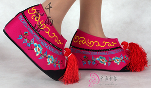 内增高绣花鞋越剧花旦彩鞋黄梅戏小旦鞋戏曲彩鞋青衣内高彩鞋8