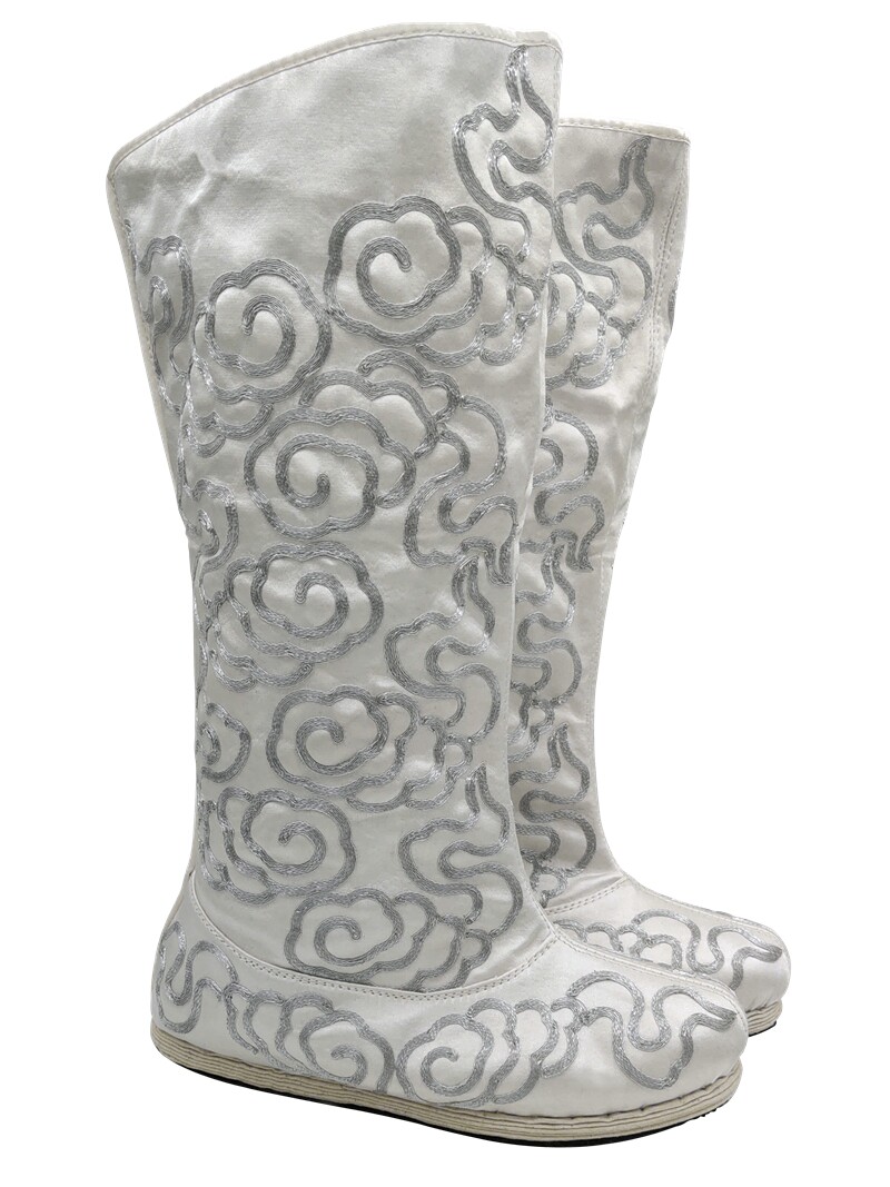 高靴戏曲高帮武生靴绣花平底朝靴