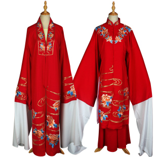 男对披女对披戏曲越剧梁玉书新郎新娘中式结婚拜堂戏服王君安951
