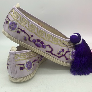 千层底绣花鞋平底大梅花花旦彩鞋小旦小姐秀禾鞋子中国风古装