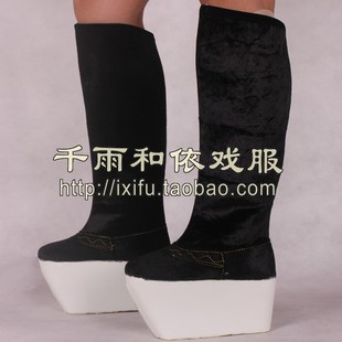 朝靴高靴戏曲官靴高帮鞋越剧京剧练功厚底靴武生鞋木底老爷靴