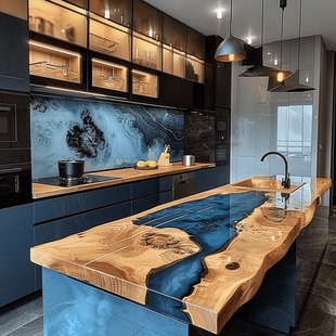 小户型客厅家用简约现代轻奢桌子043 环氧树脂河流桌茶几创意个性