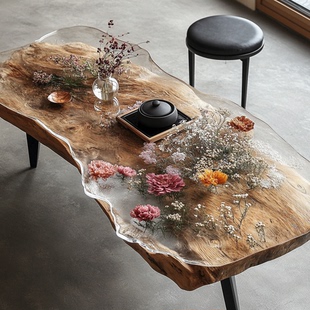 小户型客厅家用简约现代轻奢桌子9505 环氧树脂河流桌茶几创意个性