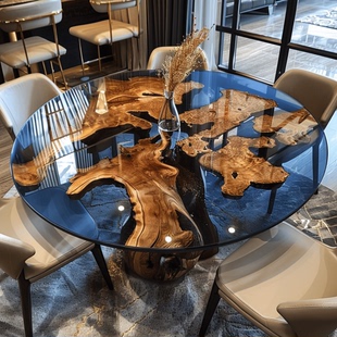 小户型客厅家用简约现代轻奢桌子 环氧树脂河流桌茶几创意个性