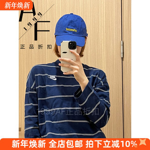 纹针织卫衣套头衫 女子春秋休闲运动条纹圆领长袖 DD5187 耐克 Nike