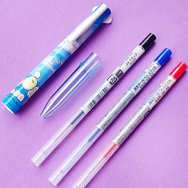 일본 SAN-X 코너 바이오 스타일 핏 미츠비시 학생 쓰기 0.5MM 중간 오일 펜 3색 모듈 펜