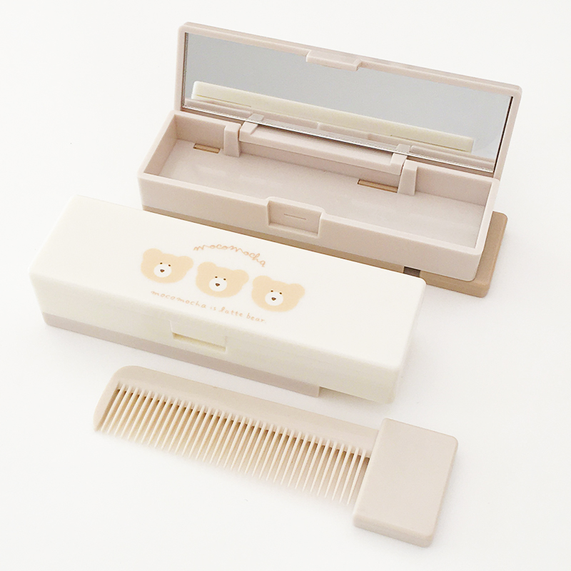 q-lia迷你便携梳子带镜子收纳盒
