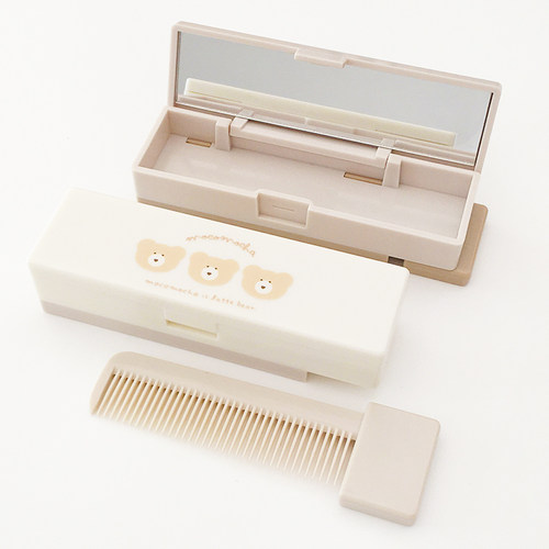q-lia迷你便携梳子带镜子收纳盒