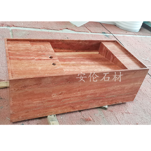 红洞石 天然石材洗手台定做 室内大理石水槽洗手盆水池