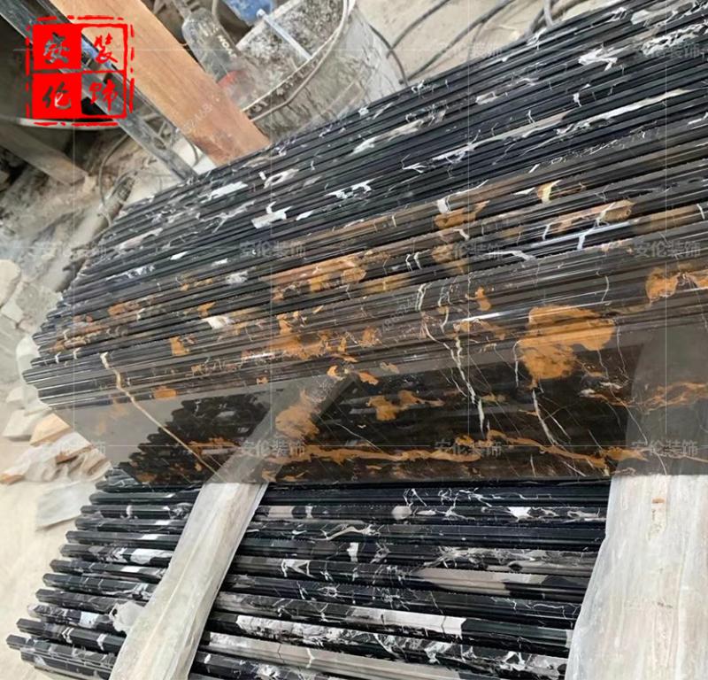 阿富汗黑金花石材 踢脚地脚墙角线客厅过道收边条天然大理石定制