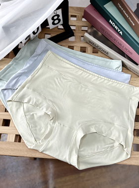 22色 莫代尔中高腰纯色简约无痕大码包臀亲肤女士内裤三角裤3条装