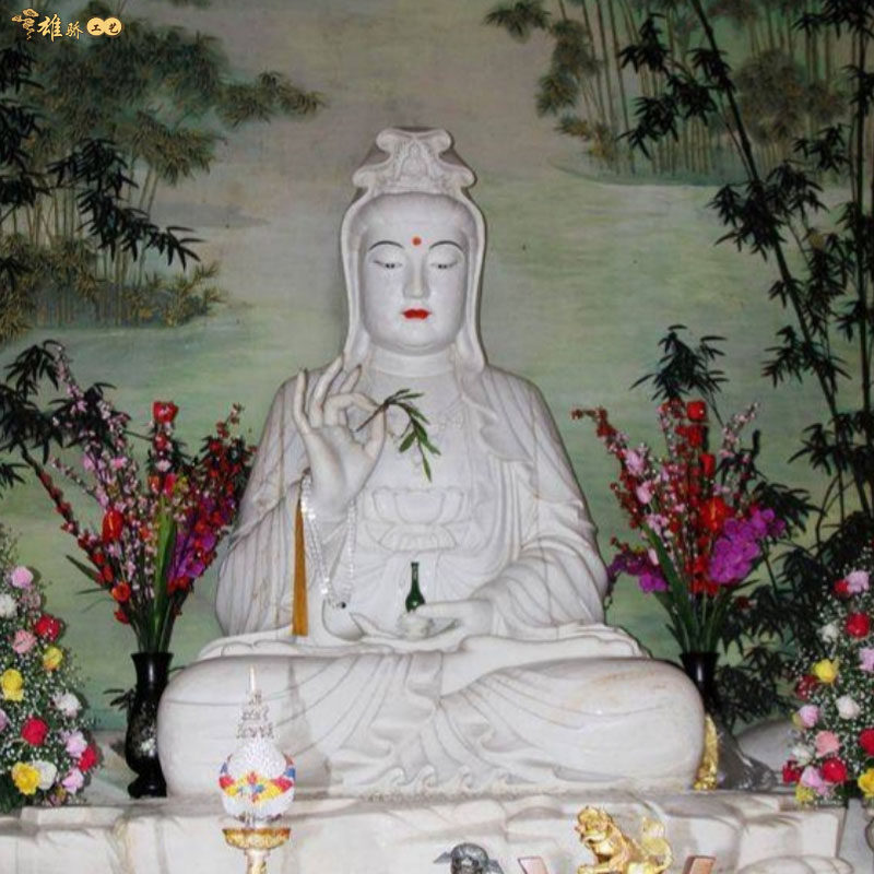 普陀山紫竹林汉白玉观音像观音大士脸部高度还原