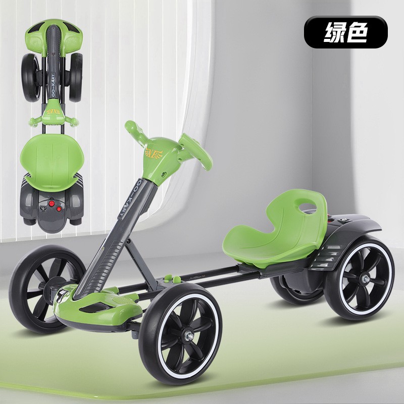 免安装儿童双驱卡丁车电动四轮车可折叠可坐人2-6便携童车玩具车