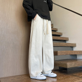 2025秋冬新款直筒宽松休闲裤纯色阔腿拖地弯刀裤1001GF19P68，男装休闲裤，星座1001