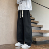 2025秋冬新款直筒宽松休闲裤纯色阔腿拖地弯刀裤1001GF19P68，男装休闲裤，星座1001