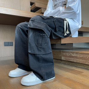 2025秋季新款牛仔裤男直筒宽松高级感弯刀裤工装裤1001GF12P68，男装牛仔裤，星座1001