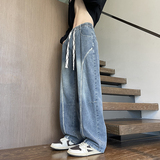 2025秋季新款牛仔裤男直筒宽松高级感弯刀裤拼接款1001GF05P58，男装牛仔裤，星座1001