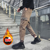 冬季加绒加厚保暖休闲裤男潮牌修身束脚休闲工装裤1001B129P5，男装棉衣，星座1001
