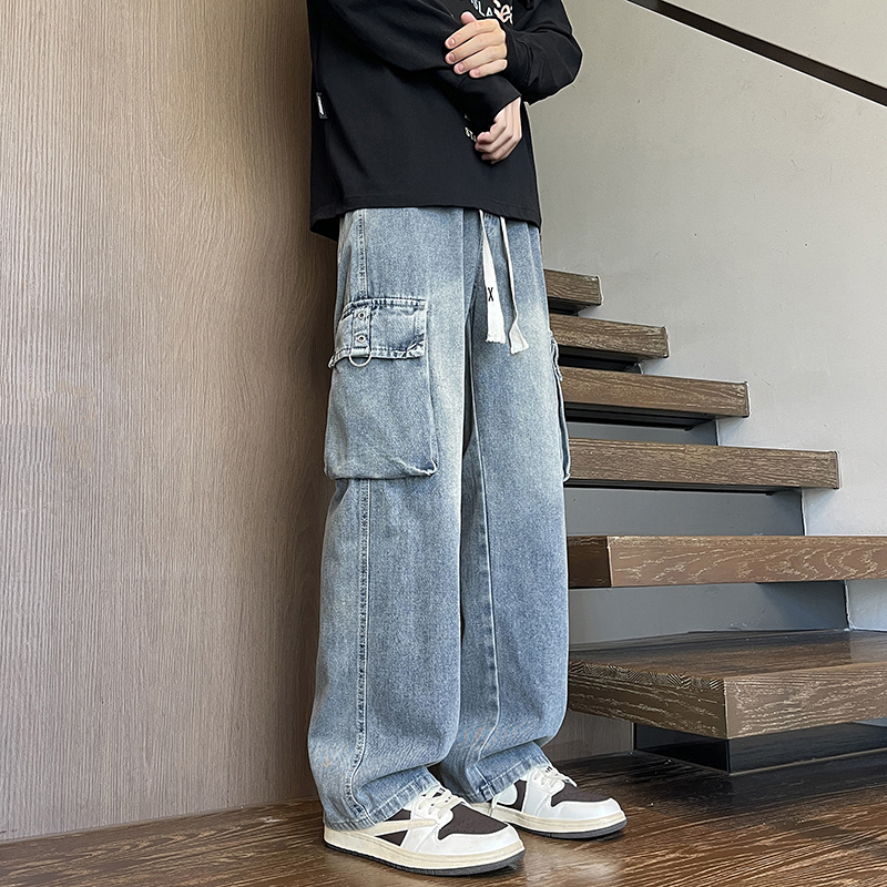 2025秋季新款牛仔裤男直筒宽松高级感弯刀裤工装裤1001GF03P58，男装牛仔裤，星座1001