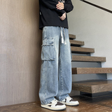 2025秋季新款牛仔裤男直筒宽松高级感弯刀裤工装裤1001GF03P58，男装牛仔裤，星座1001