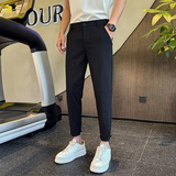 2026春季新款小西装裤休闲裤男修身小脚九分纯色百搭1001B169P48，男装西服套装，星座1001